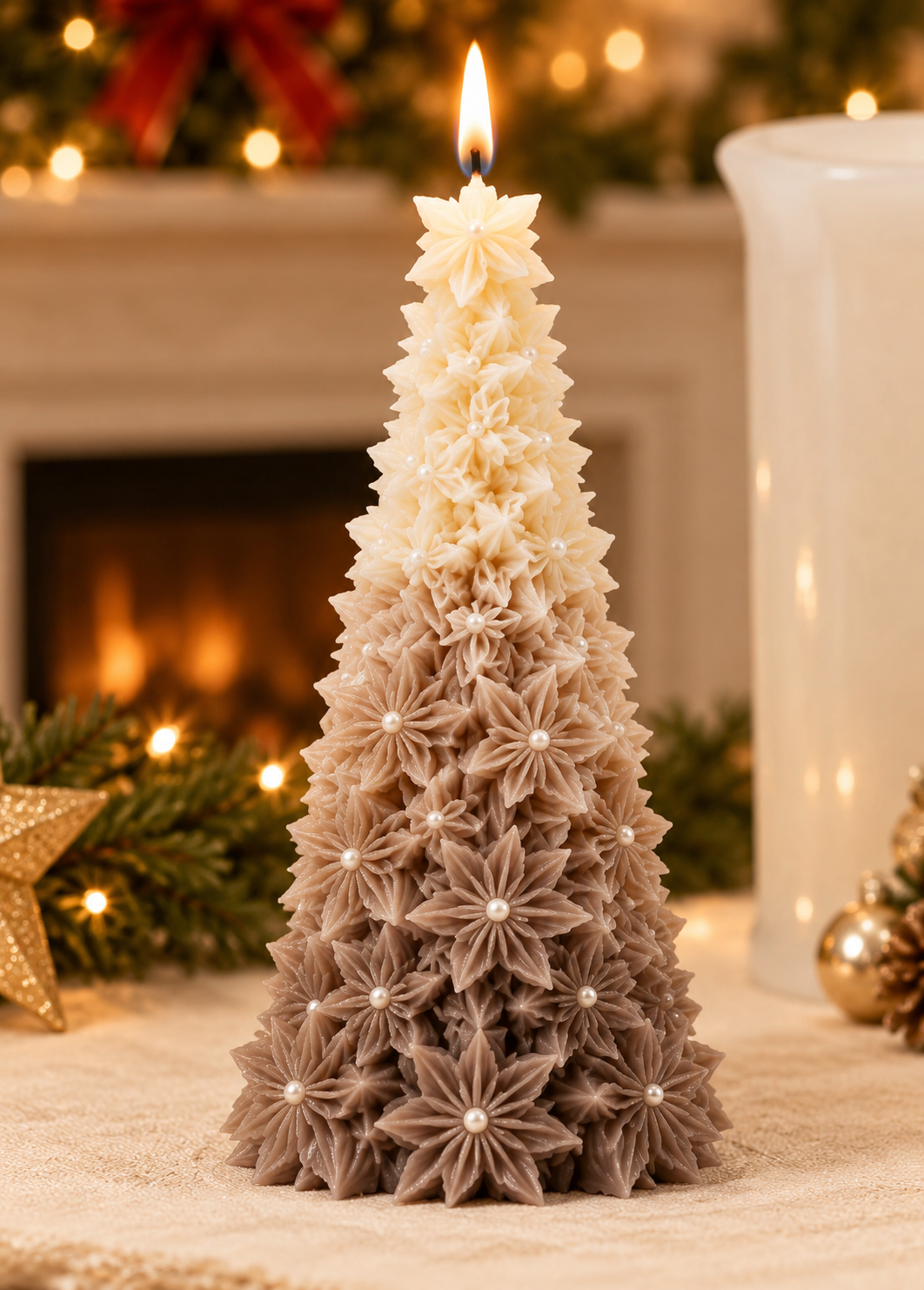 Ombre Floral Chritmas Tree Candle