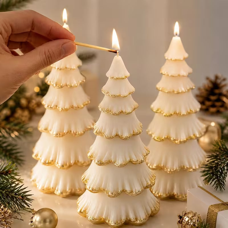 Gold-Trim Chritmas Tree Candle